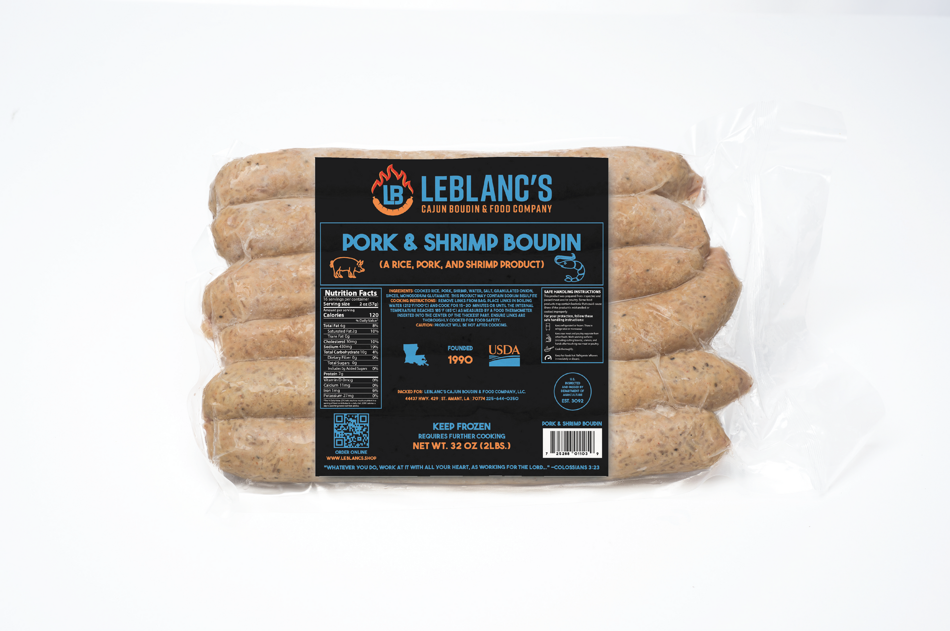 Pork & Shrimp Boudin 2lbs