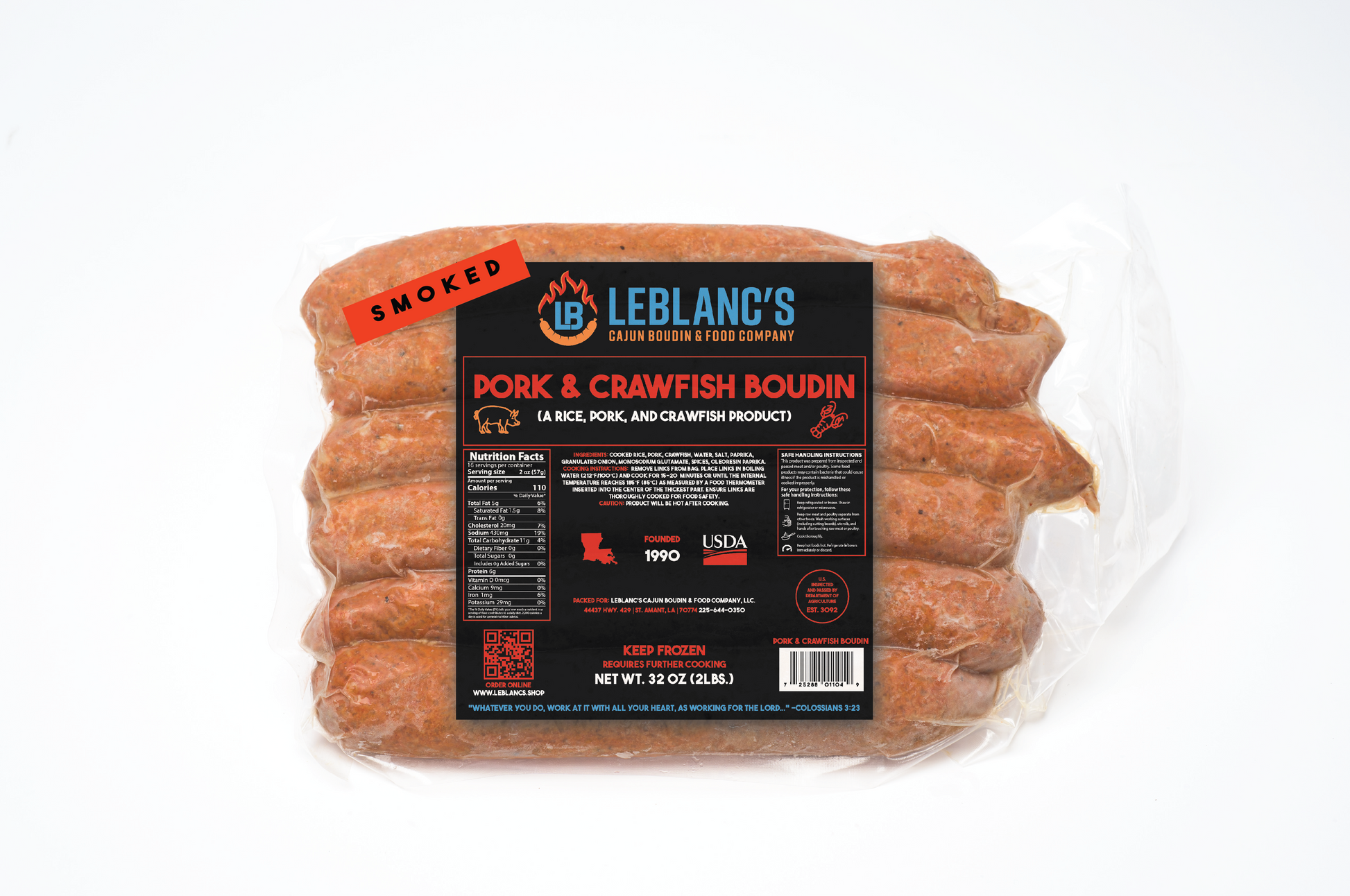 Smoked Crawfish Boudin 2lbs